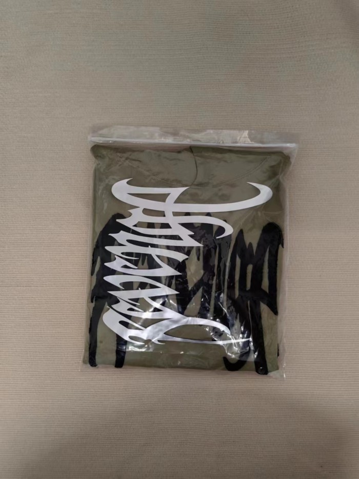 Green towel embroidery loose hoodie