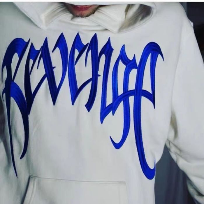Blue embroidered logo hoodie