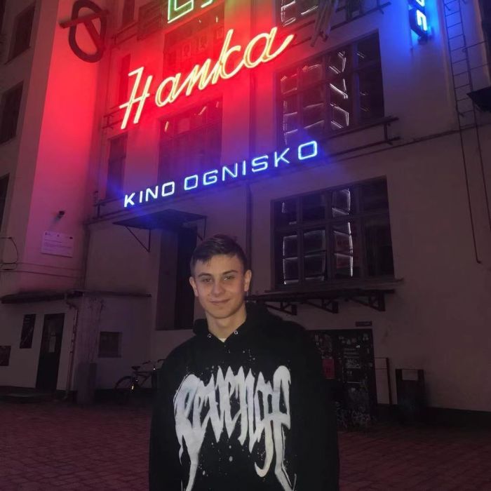 Blue embroidered logo hoodie