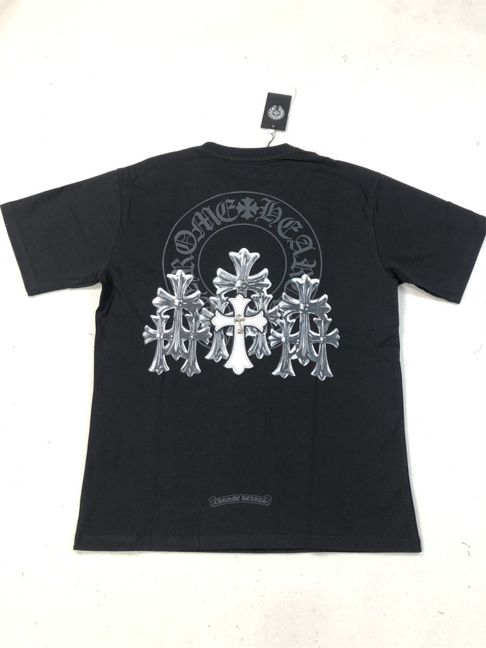 1:1 quality version Metallic ragged embroidered cross tee