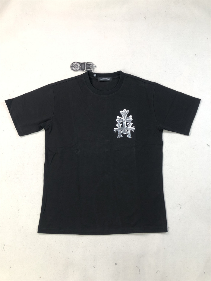 1:1 quality version Metallic ragged embroidered cross tee