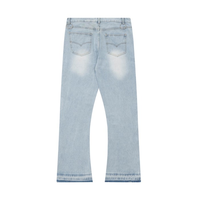 Retro zipper ripped jeans