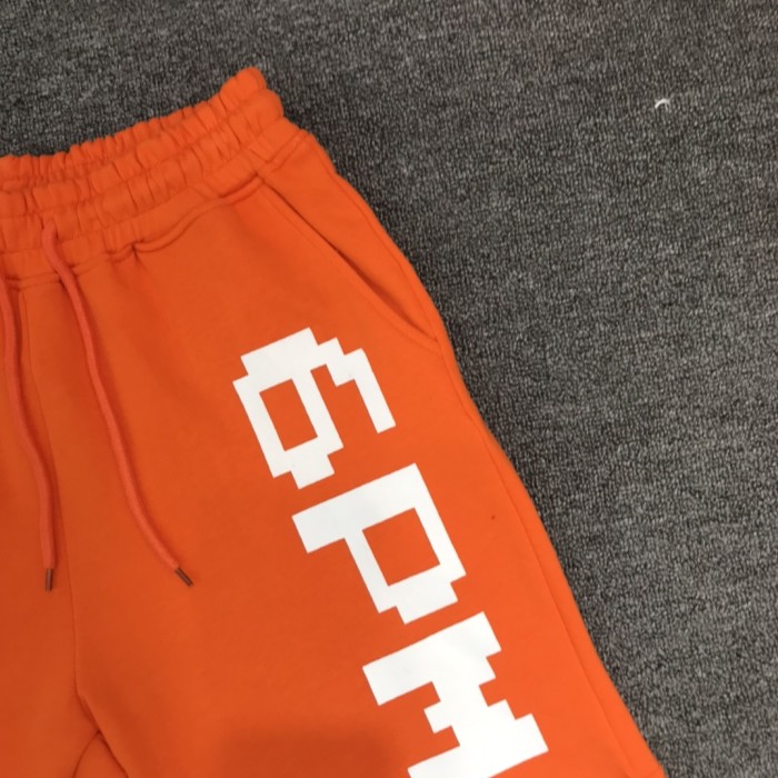 Pixel style letter print 6pm cotton shorts 2 colors