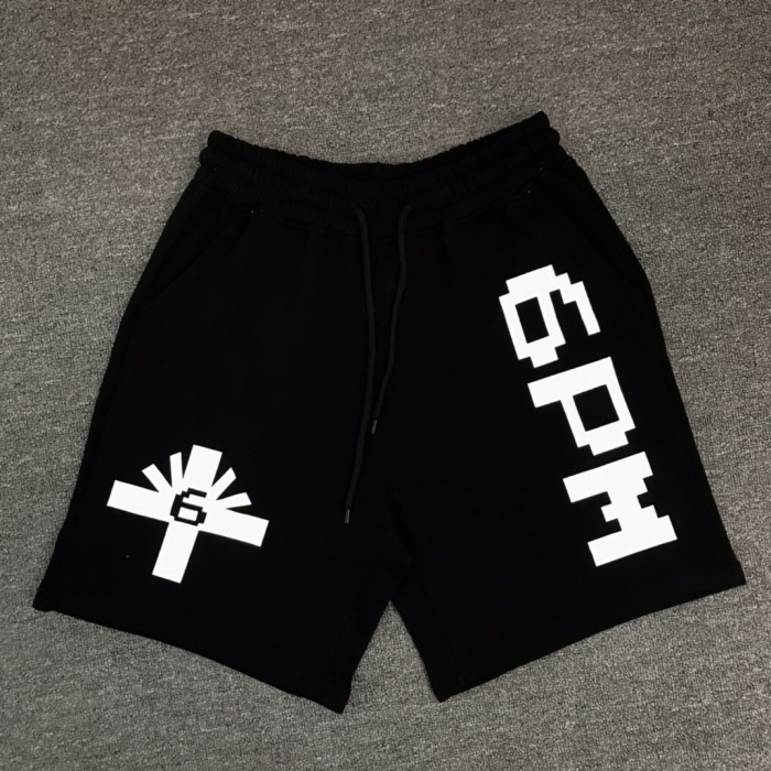 Pixel style letter print 6pm cotton shorts 2 colors