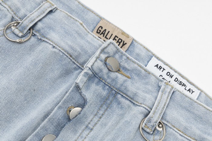 Retro zipper ripped jeans