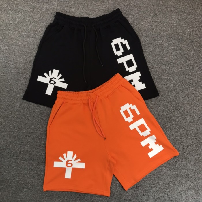 Pixel style letter print 6pm cotton shorts 2 colors