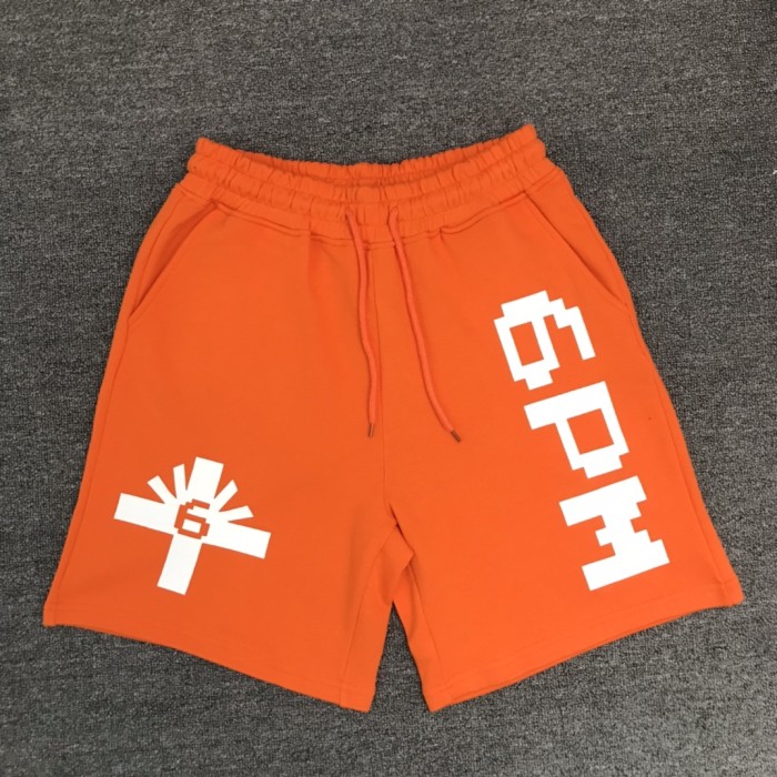 Pixel style letter print 6pm cotton shorts 2 colors