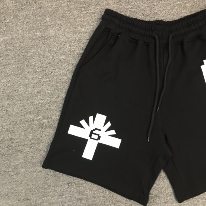 Pixel style letter print 6pm cotton shorts 2 colors