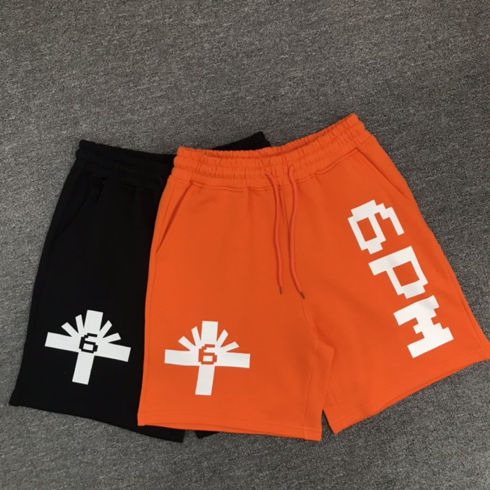 Pixel style letter print 6pm cotton shorts 2 colors