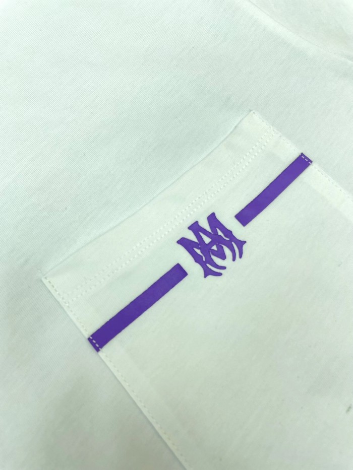 1:1 quality version New pocket purple print tee