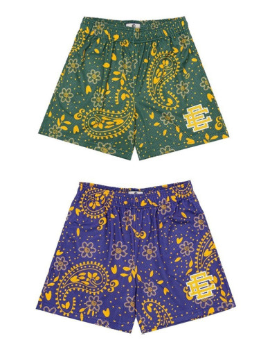 Bandana style E logo shorts green purple brown