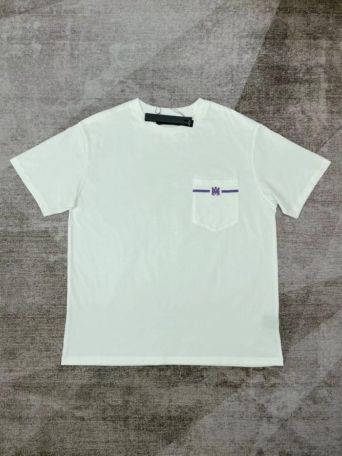 1:1 quality version New pocket purple print tee