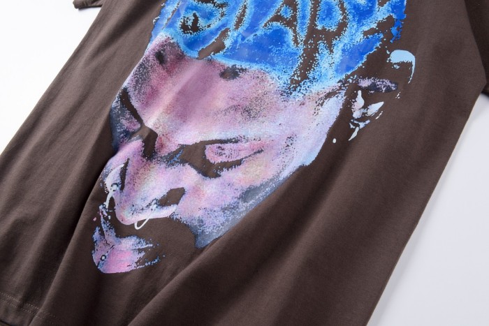1:1 quality version Rodman portrait human head glitter tee 2 colors
