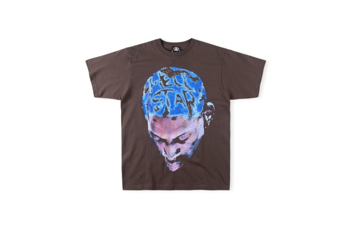 1:1 quality version Rodman portrait human head glitter tee 2 colors