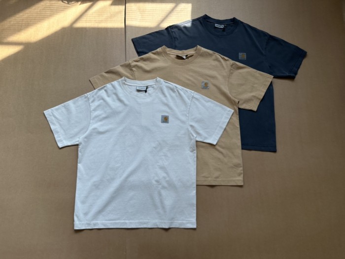 Solid color small logo round neck washed and worn tee 6 colors
