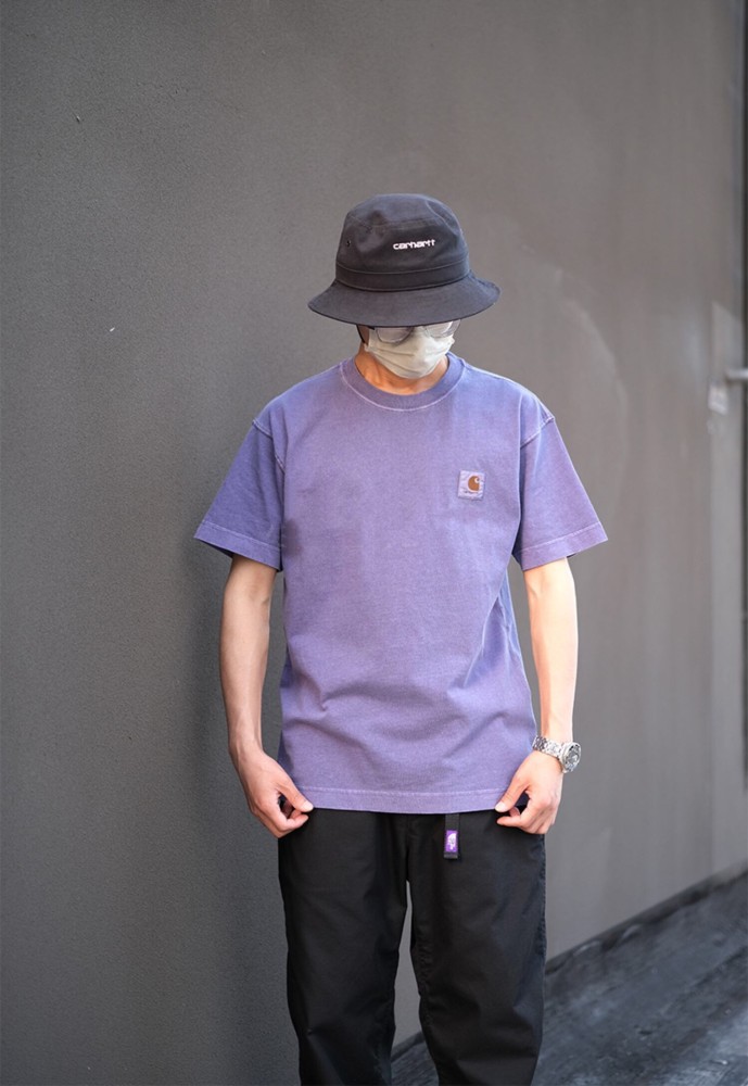 Solid color small logo round neck washed and worn tee 6 colors