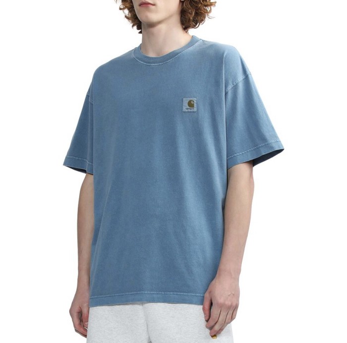 Solid color small logo round neck washed and worn tee 6 colors