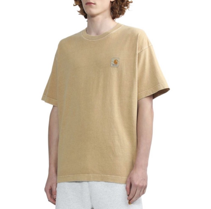 Solid color small logo round neck washed and worn tee 6 colors