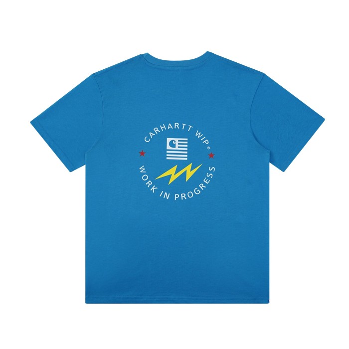 Lightning pentagram circle slogan printed tee 3 colors