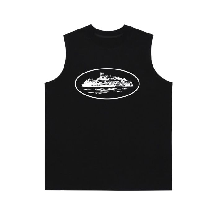 [buy more save more] Island Print Sleeveless Canvas Vest 4 colors