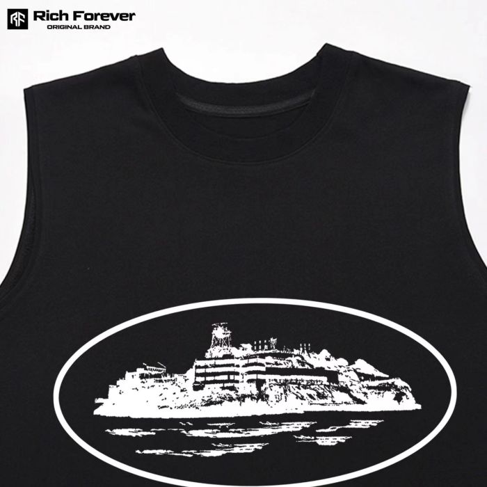 [buy more save more] Island Print Sleeveless Canvas Vest 4 colors