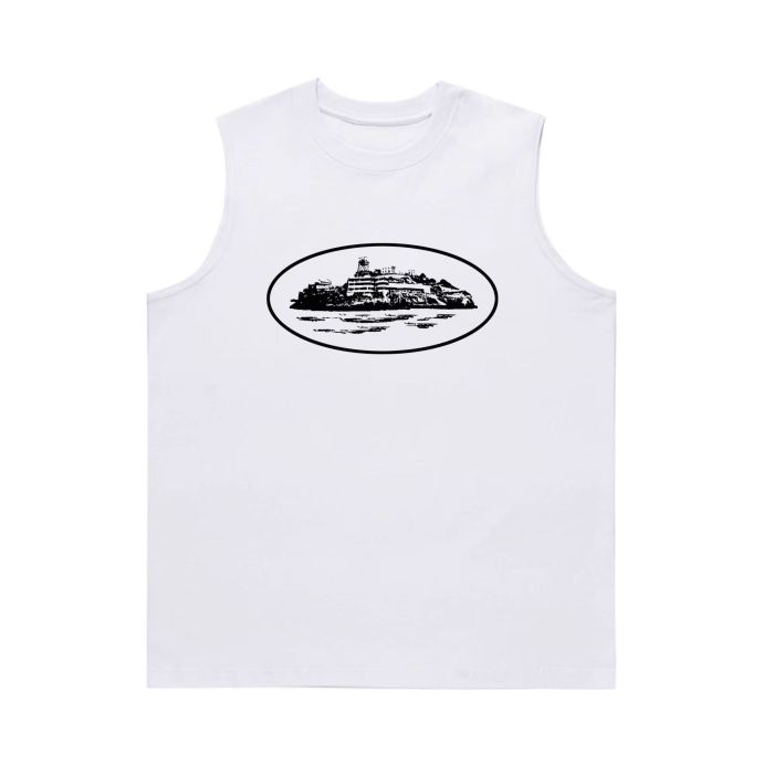 [buy more save more] Island Print Sleeveless Canvas Vest 4 colors