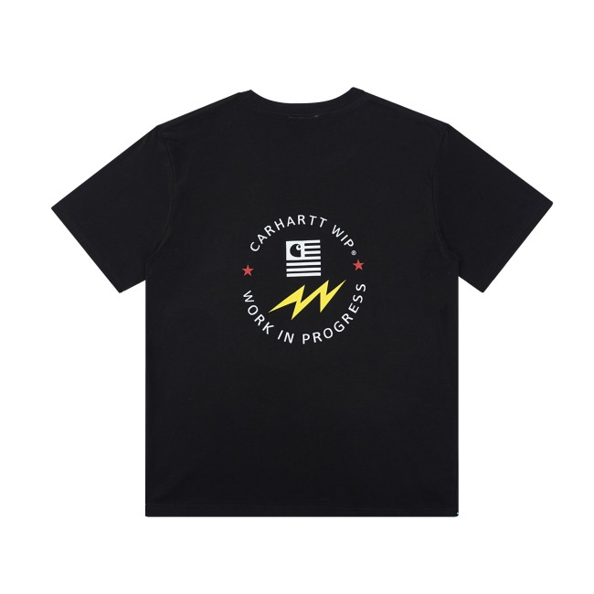 Lightning pentagram circle slogan printed tee 3 colors