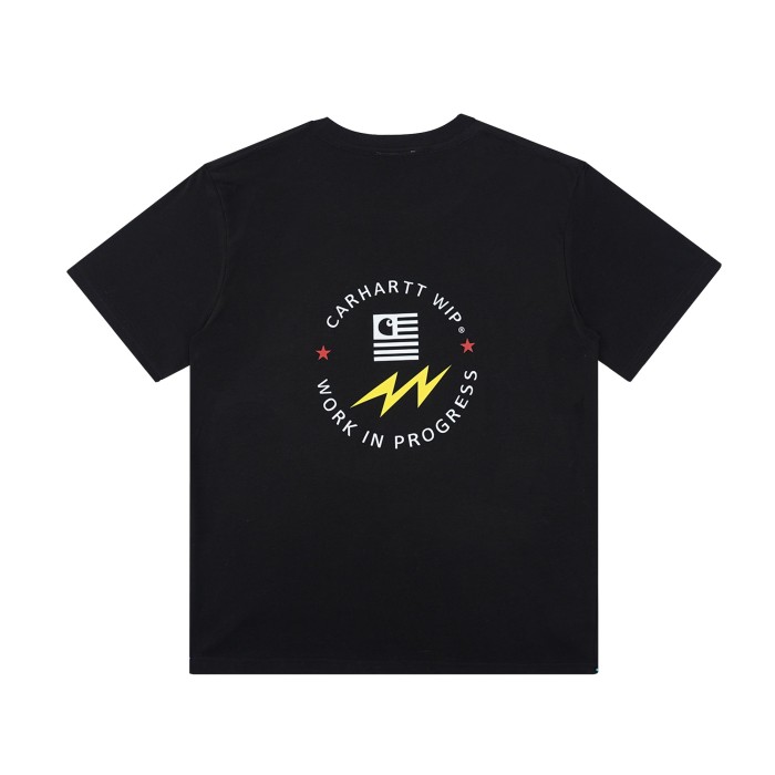 Lightning pentagram circle slogan printed tee 3 colors