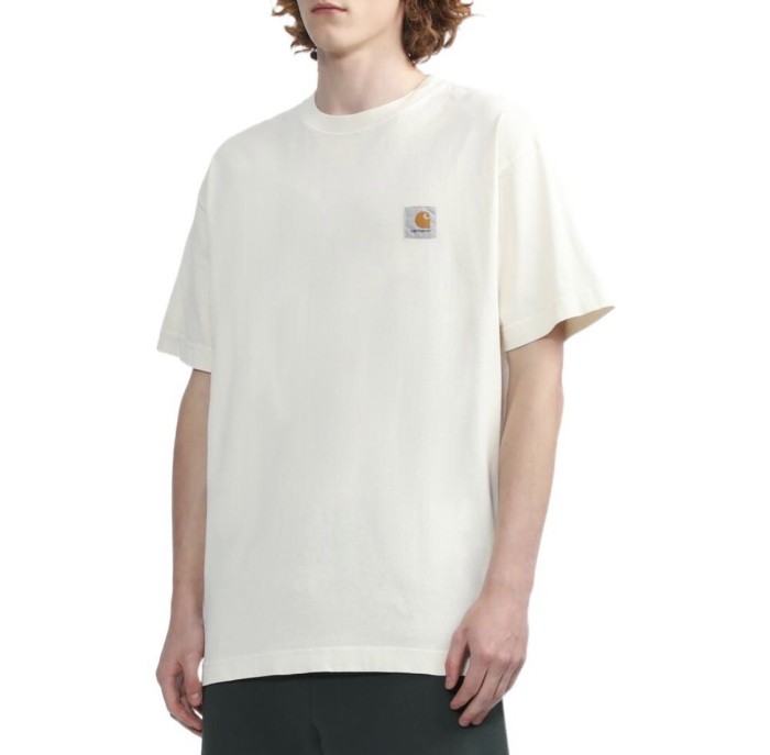 Solid color small logo round neck washed and worn tee 6 colors