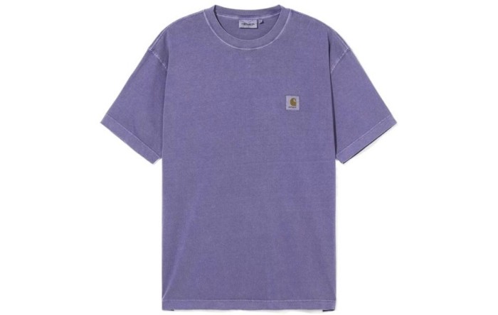 Solid color small logo round neck washed and worn tee 6 colors