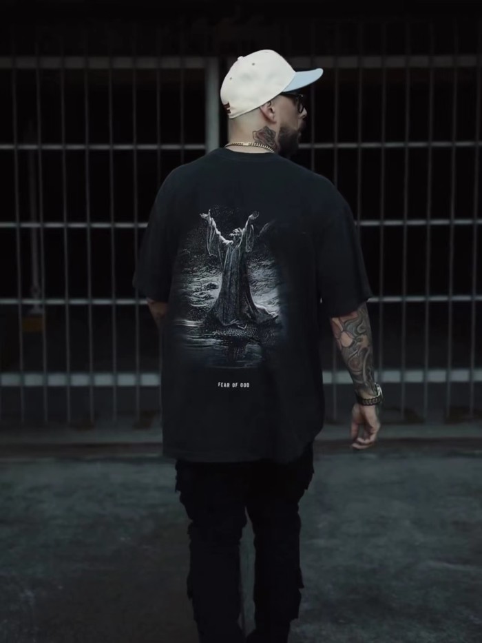 1:1 quality version Prayer for Salvation Print Wash water to do old tee