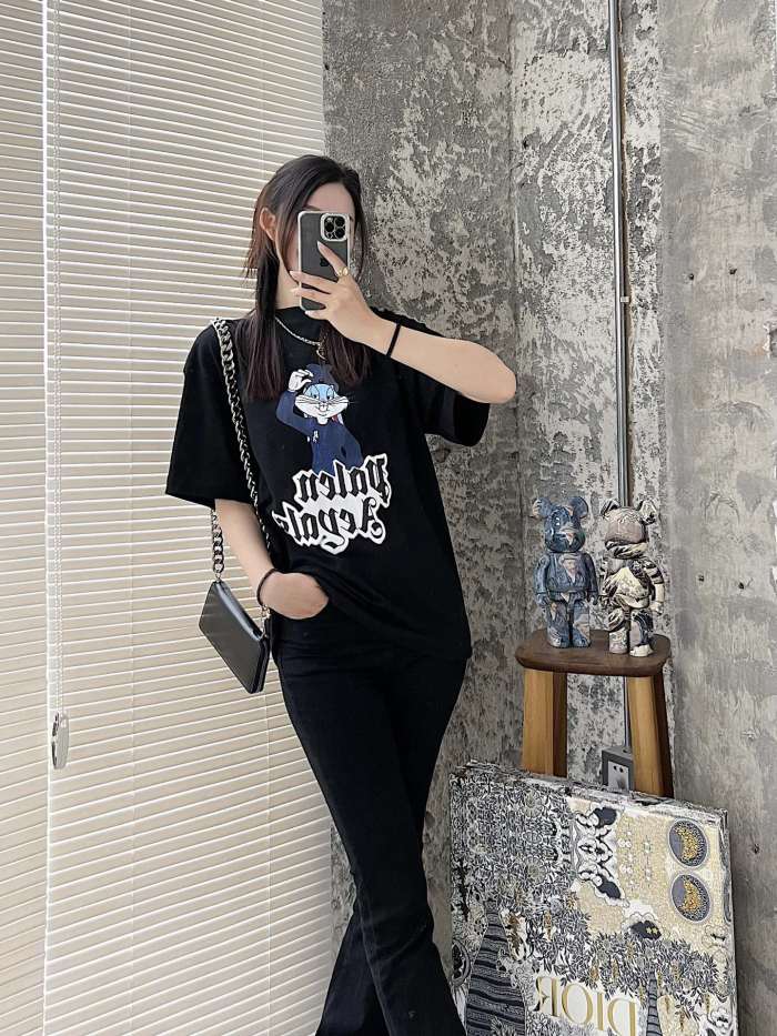 1:1 quality version Cartoon Bugs Bunny letter print tee