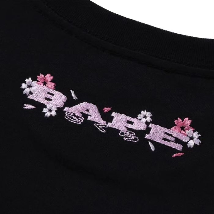 Cherry blossom embroidery ape head solid color tee 2 colors