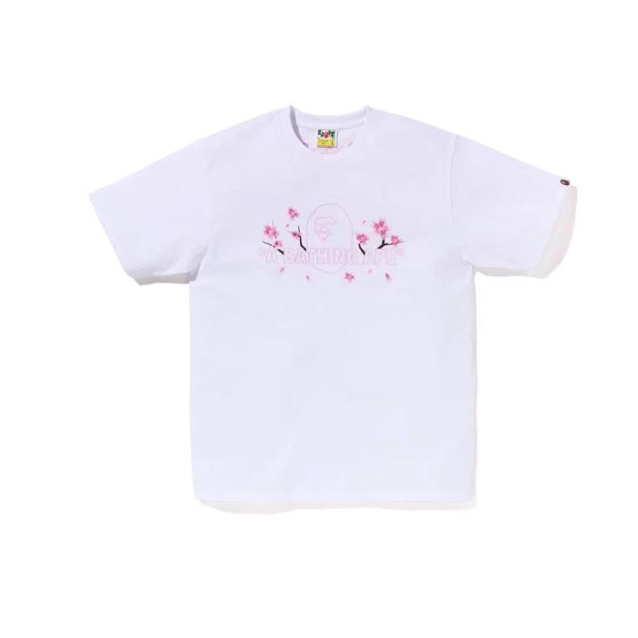 Cherry blossom embroidery ape head solid color tee 2 colors