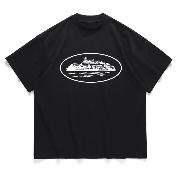 Chest island print loose tee 4 colors