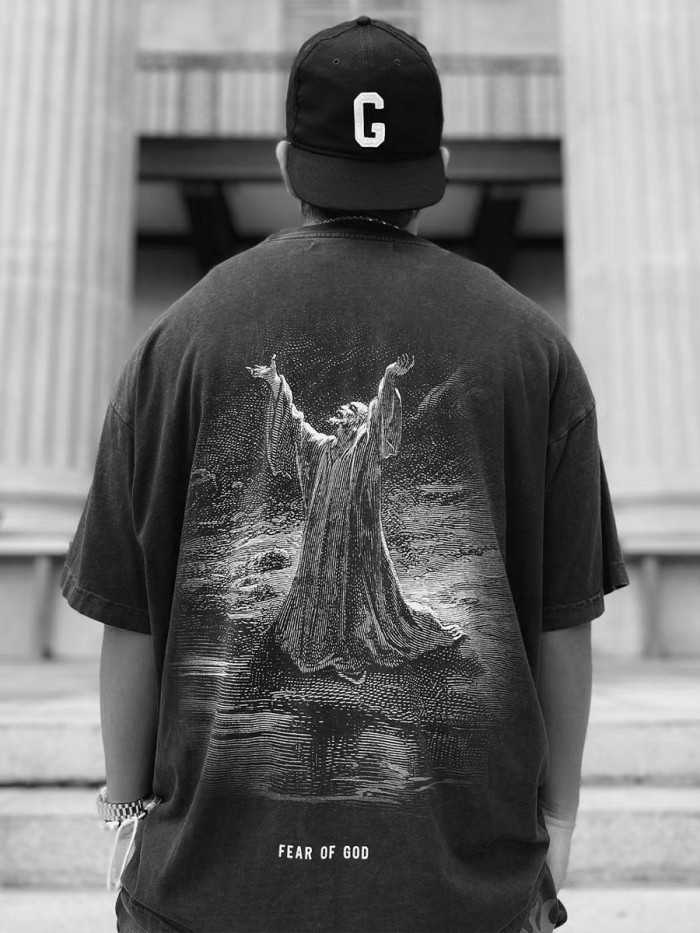1:1 quality version Prayer for Salvation Print Wash water to do old tee
