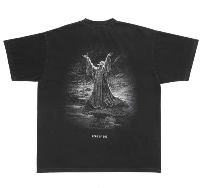 1:1 quality version Prayer for Salvation Print Wash water to do old tee