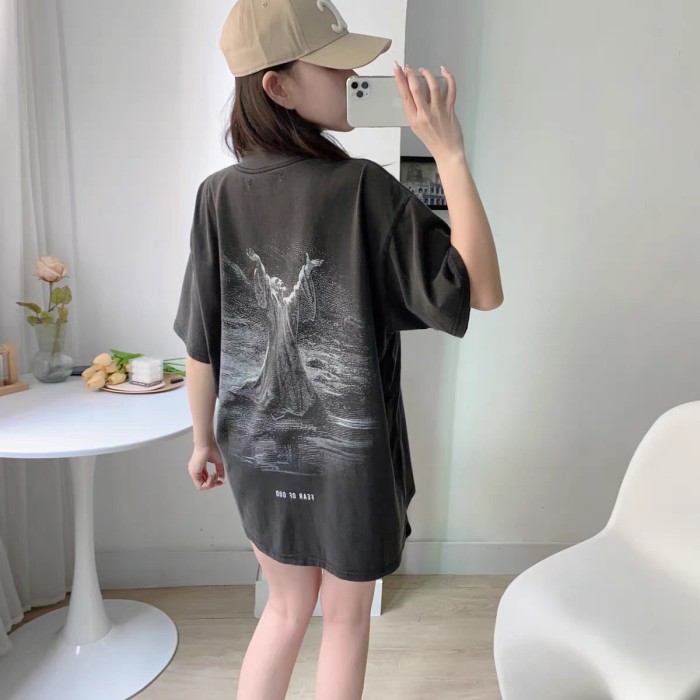 1:1 quality version Prayer for Salvation Print Wash water to do old tee