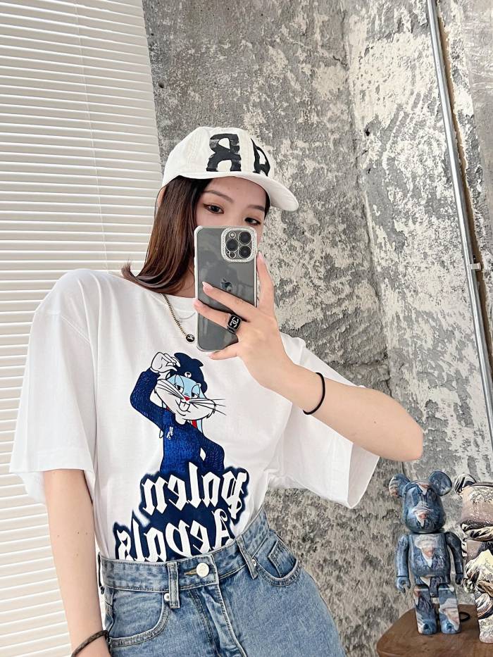 1:1 quality version Cartoon Bugs Bunny letter print tee