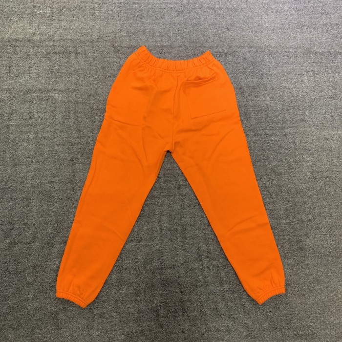 Flocked letters spider web print children's hoodie pants set orange