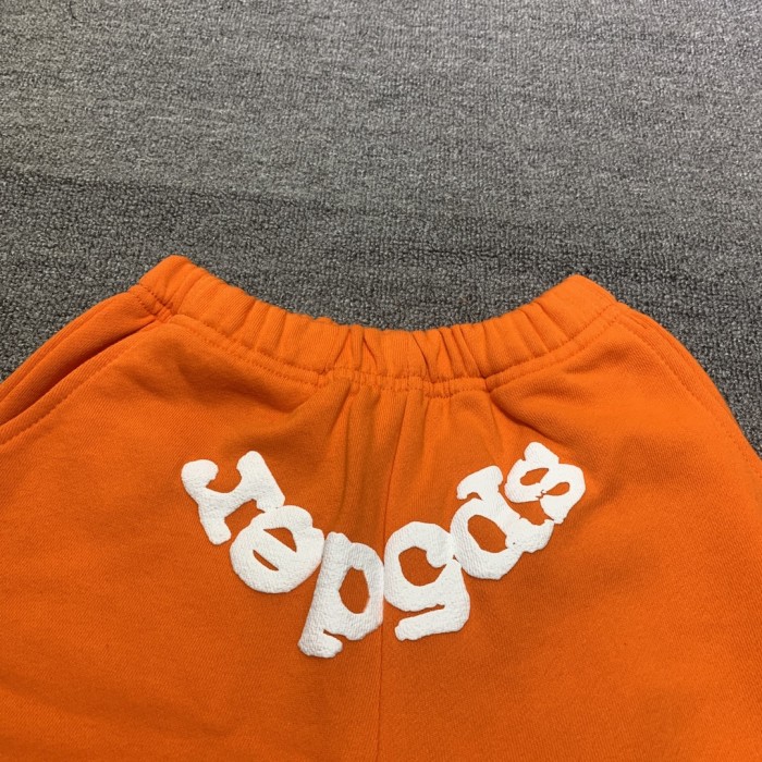 Flocked letters spider web print children's hoodie pants set orange