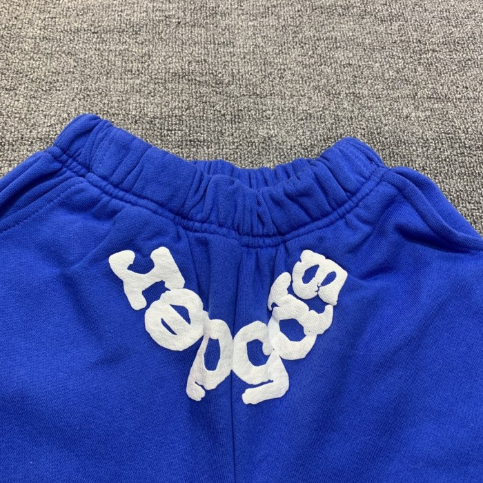 Flocked letters spider web print children's hoodie pants set blue