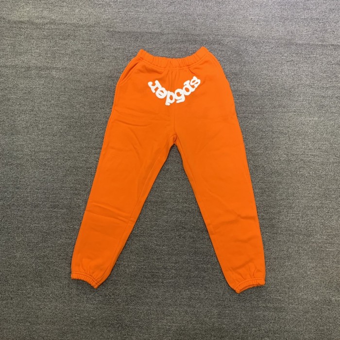 Flocked letters spider web print children's hoodie pants set orange
