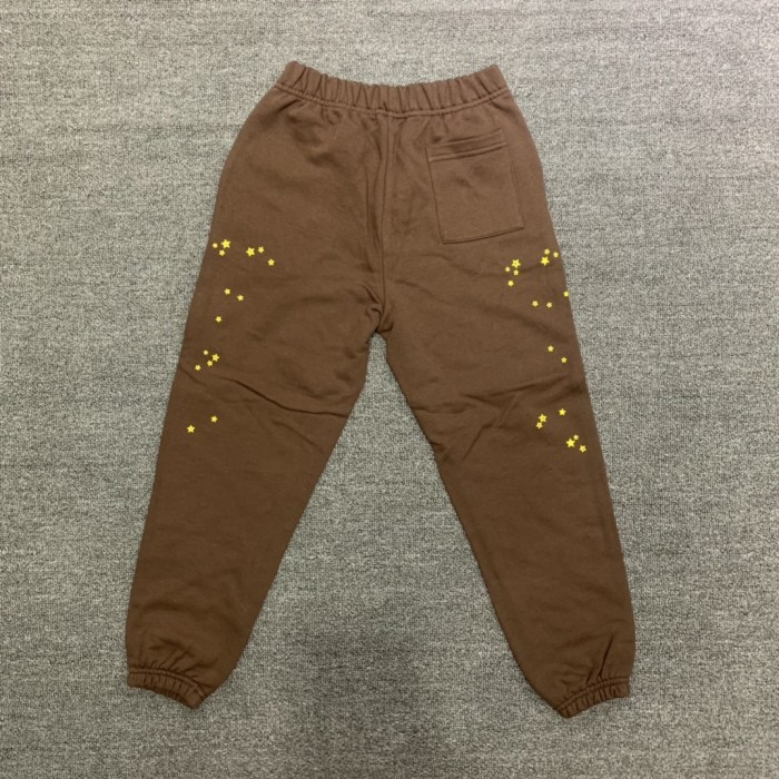 555 red spider web print children's hoodie pants set brown