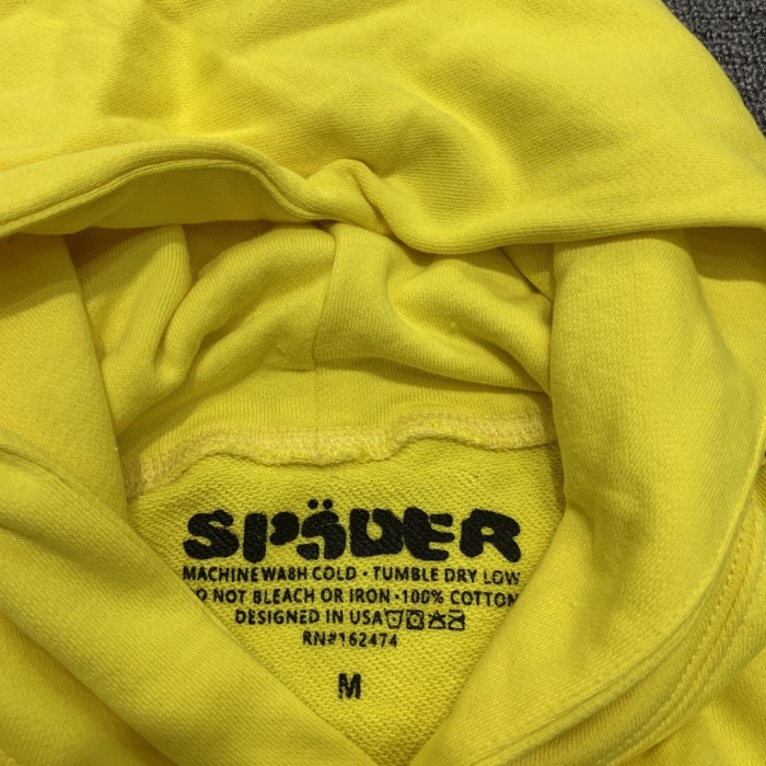 Flocked letters spider web print children's hoodie pants set yellow