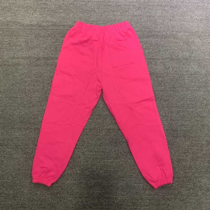 Black letters spider web print children's hoodie pants set pink