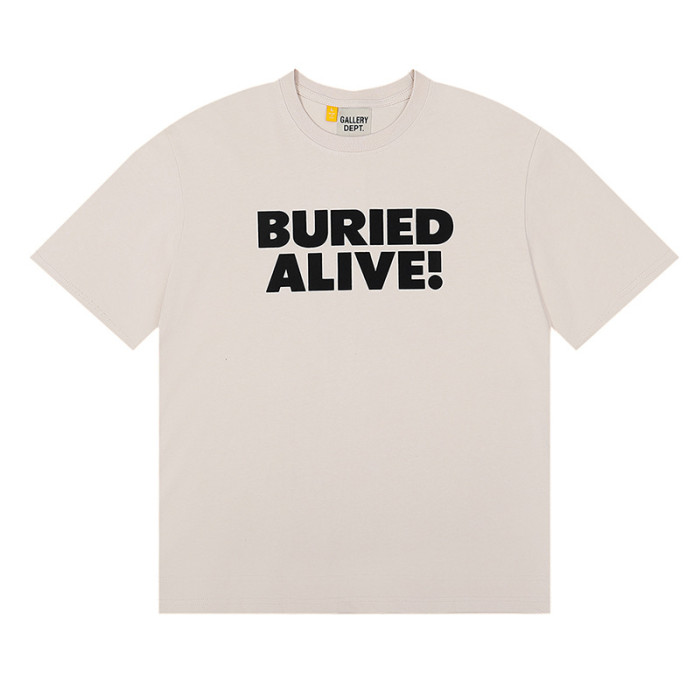[buy more save more]  Slogan gesture foil letter print loose round neck tee 2 colors