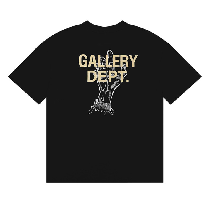 [buy more save more]  Slogan gesture foil letter print loose round neck tee 2 colors