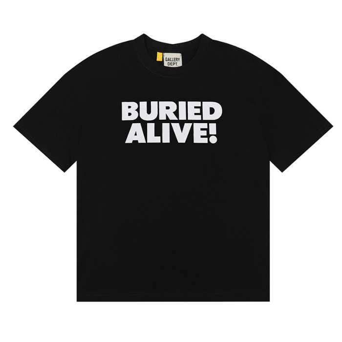 [buy more save more]  Slogan gesture foil letter print loose round neck tee 2 colors