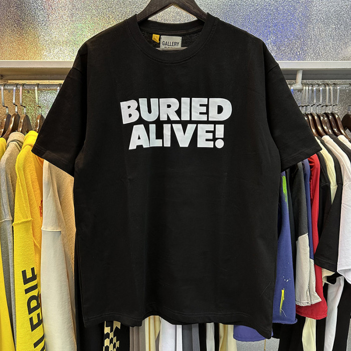 [buy more save more]  Slogan gesture foil letter print loose round neck tee 2 colors